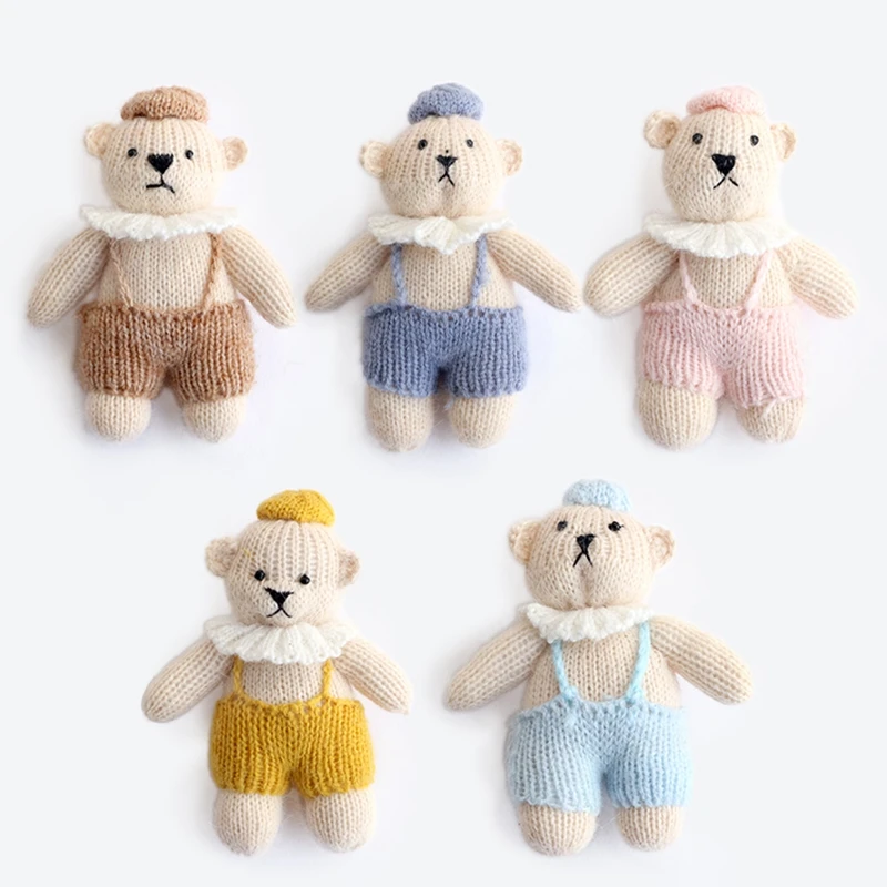 Mini ours en peluche fait à la main, accessoires de photographie pour nouveau-né, poupées renard, accessoires de séance photo pour bébé