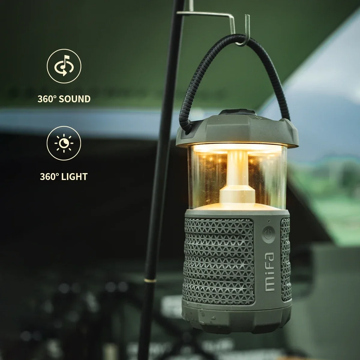 Outdoor Bluetooth Speaker with Lantern - 360 Sound, IP67, 38H Playtime
