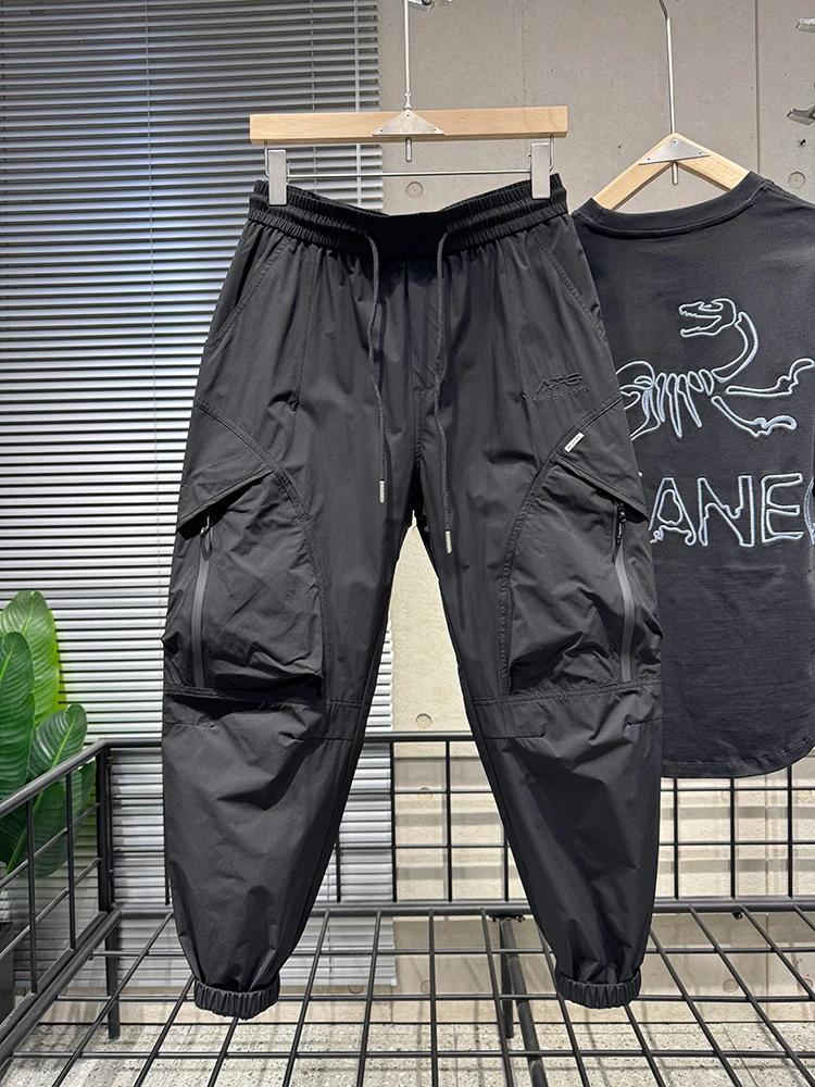 

Летние модные мужские тонкие свободные рабочие брюки с манжетами Haome Qui Dry Sports Youth Large ket повседневные брюки из полиэфирного волокна