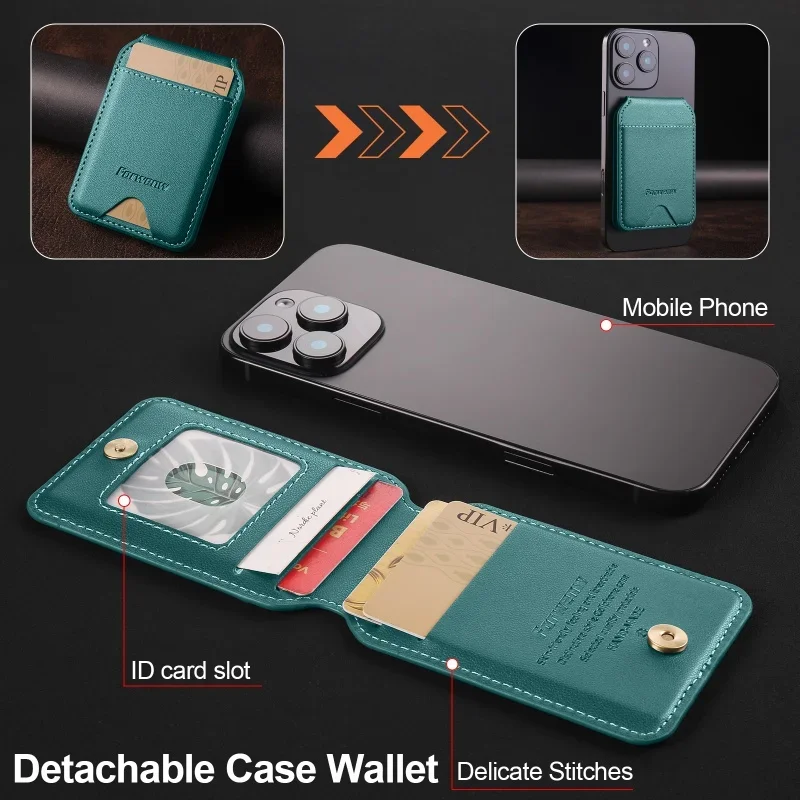 กระเป๋าใส่บัตรแบบพับได้ Magsafe สุดหรู ดีไซน์ทันสมัย สำหรับทุกเพศ ทำจากหนัง PU พร้อมแม่เหล็ก สำหรับ Apple iPhone 17 Pro Max