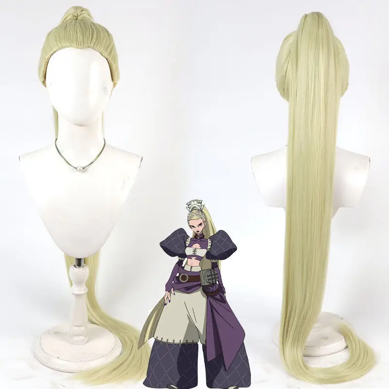 Peluca de Cosplay de Anime Gachiakuta Noerde Hew Amozo, pelo sintético rubio largo con cola de caballo alta, resistente al calor, para mujer, fiesta de Halloween