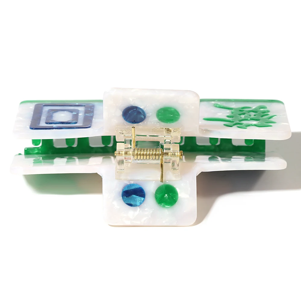 AENSOA スプライシング中国風麻雀ヘアアクセサリー女性のファッション高ポニーテール固定ヘアピン屋外爪クリップ夏