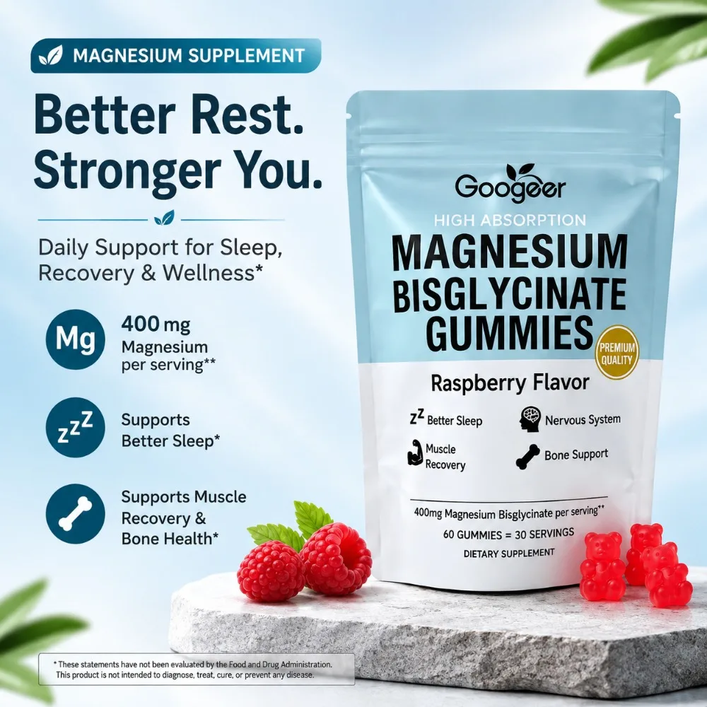 Magnesium Magnesium Bisglycinate Gummies 400mg High Absorption for Sleep, Muscle Recovery & Bone Support with D3 & Zinc, Raspberry 60 Ct - Aliexpress Deal