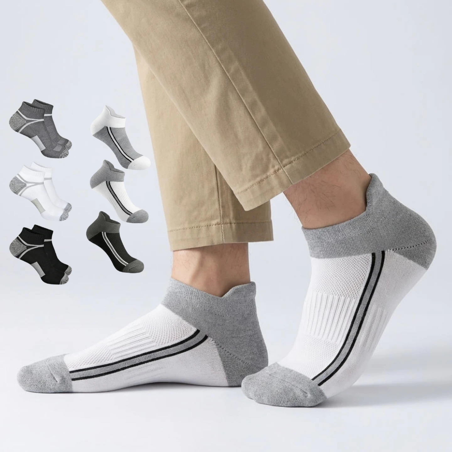 10 Pairs Neutral Solid Color Round Neck Socks Spring Autumn Sweat Absorbing Breathable Comfortable All-season Sports Socks