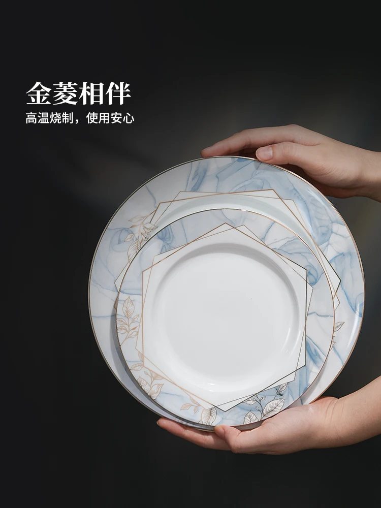 High temperature white porcelain eating bowl, household instant noodle bowl, high-end bowl and plate housewarming