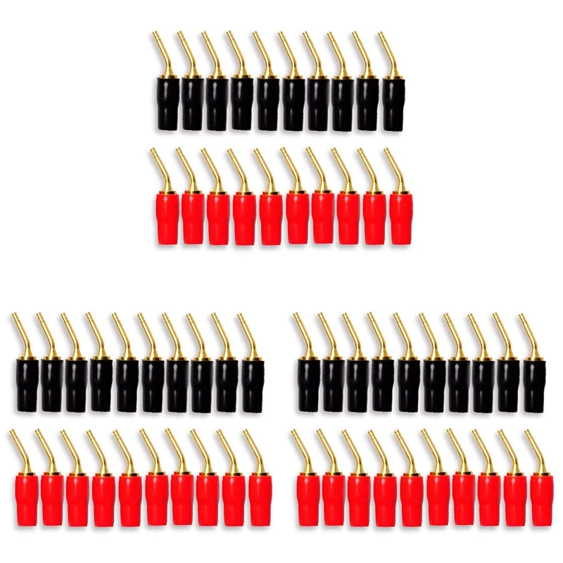 30 Paar 2 mm Bananenstecker, Stiftschraubentyp, Audio-Lautsprecherkabelstecker, Kupfer, vergoldet