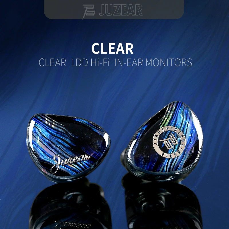 JUZEAR Clear 10mm LCP 1DD HiFi IEM Dynamic In Ear Earphone DJ Monitor Earbuds 2 Pin 0.78mm 18AWG 6N Single Crystal Copper Cable