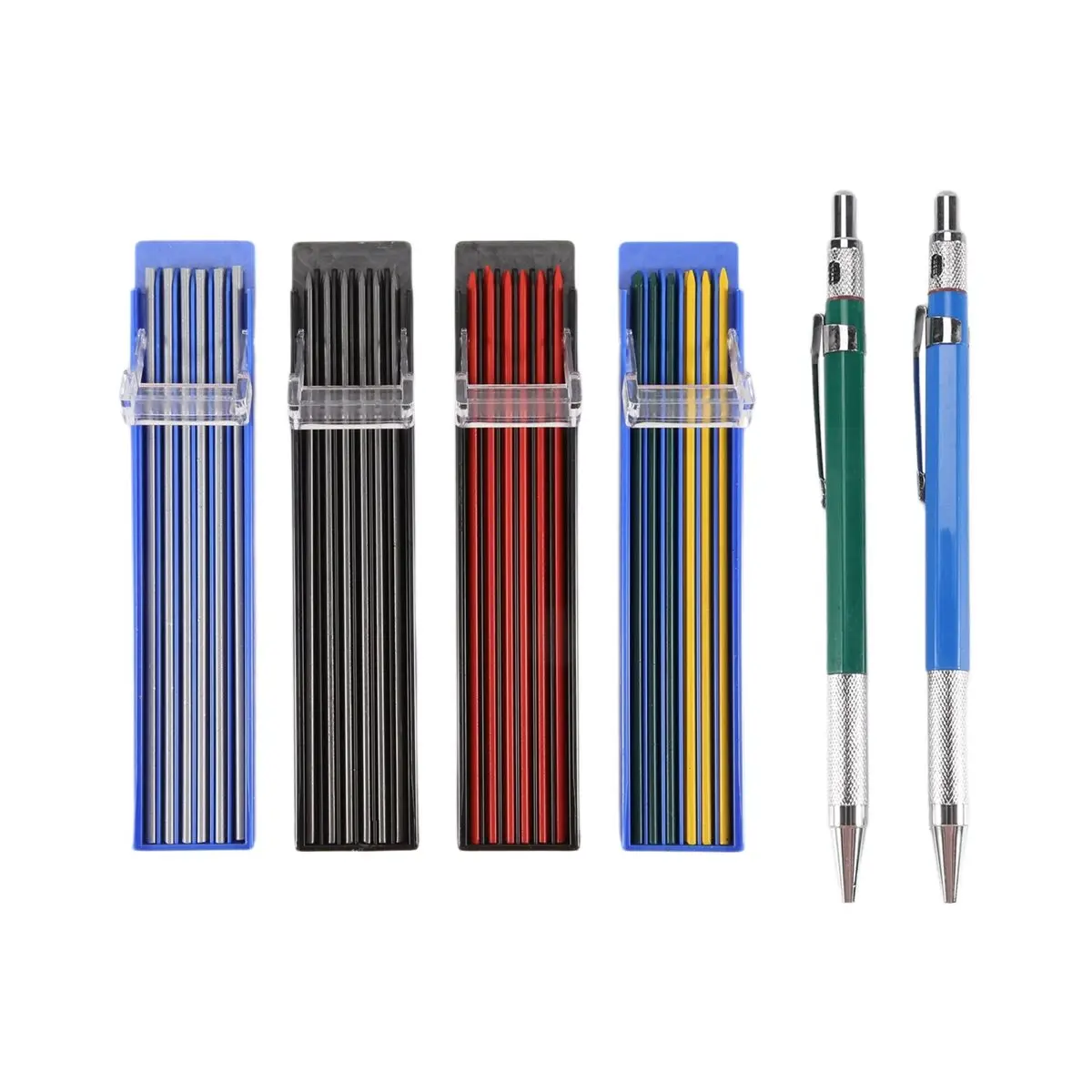 Jun.A-2 Pcs Welders Pencil with 48 PCS Round Refills Mechanical Pencils Metal Welding Marker for Tube Pipe Fitter Welder