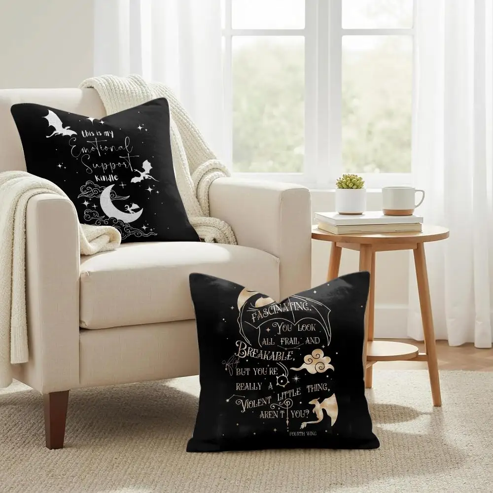 Classic F-Fourth W-Wing Dragon Cushion Cover Natural Linen Organic Fabric Double-Sided Printing Sofa Home Decor Gift Pillow Case