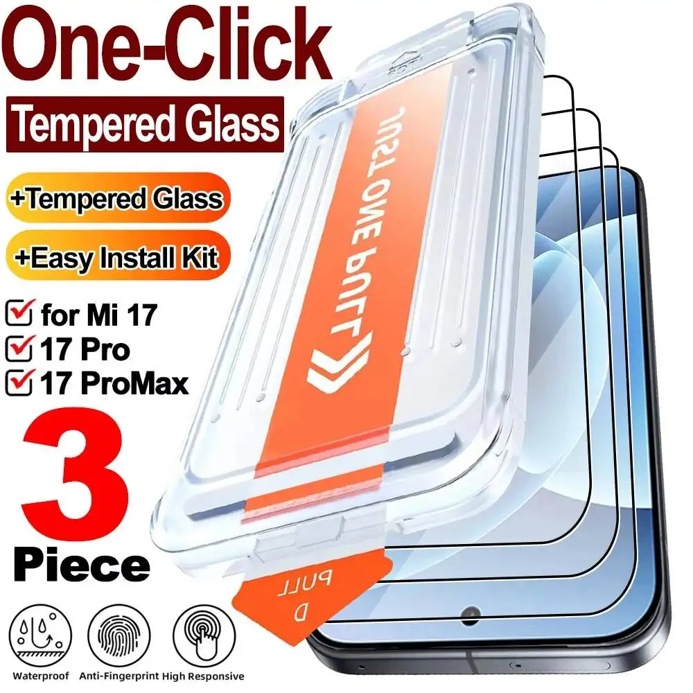 

1-3PCS 9H Dust Free Fingerprint Unlock Tempered For Glass Max Screen Protectors Xiaomi 17 Pro