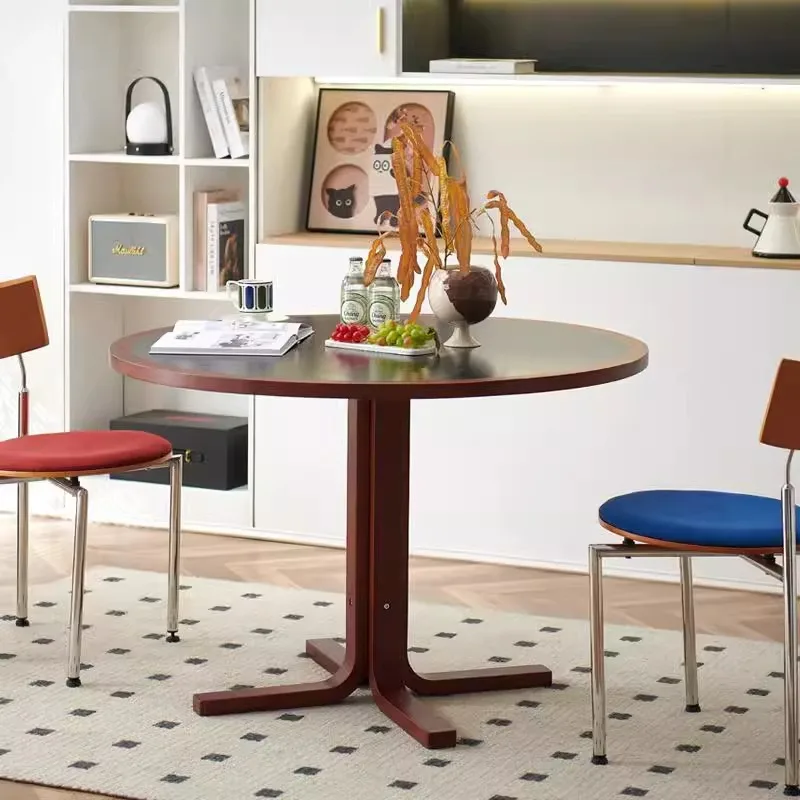 

Medieval style solid wood dining table combination household small apartment retro dining table designer simple storage