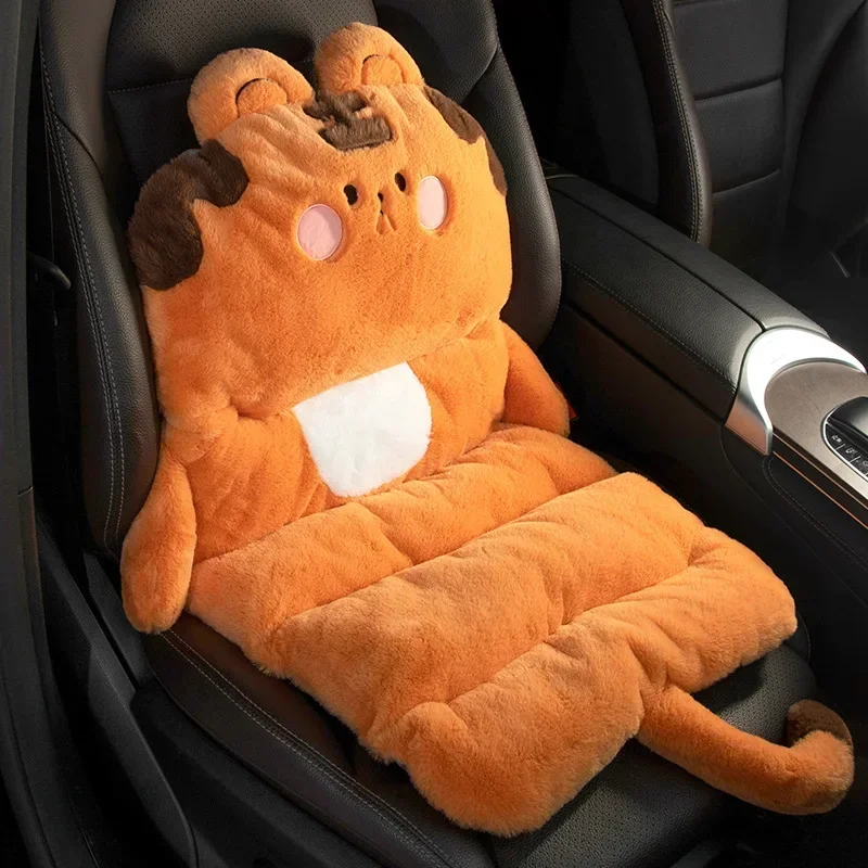 Car Cushion Winter Plush Car Interior Seat Cushion Cute Cartoon Lumbar Cushion Insulated Warm Booster Seat Cushion Woman