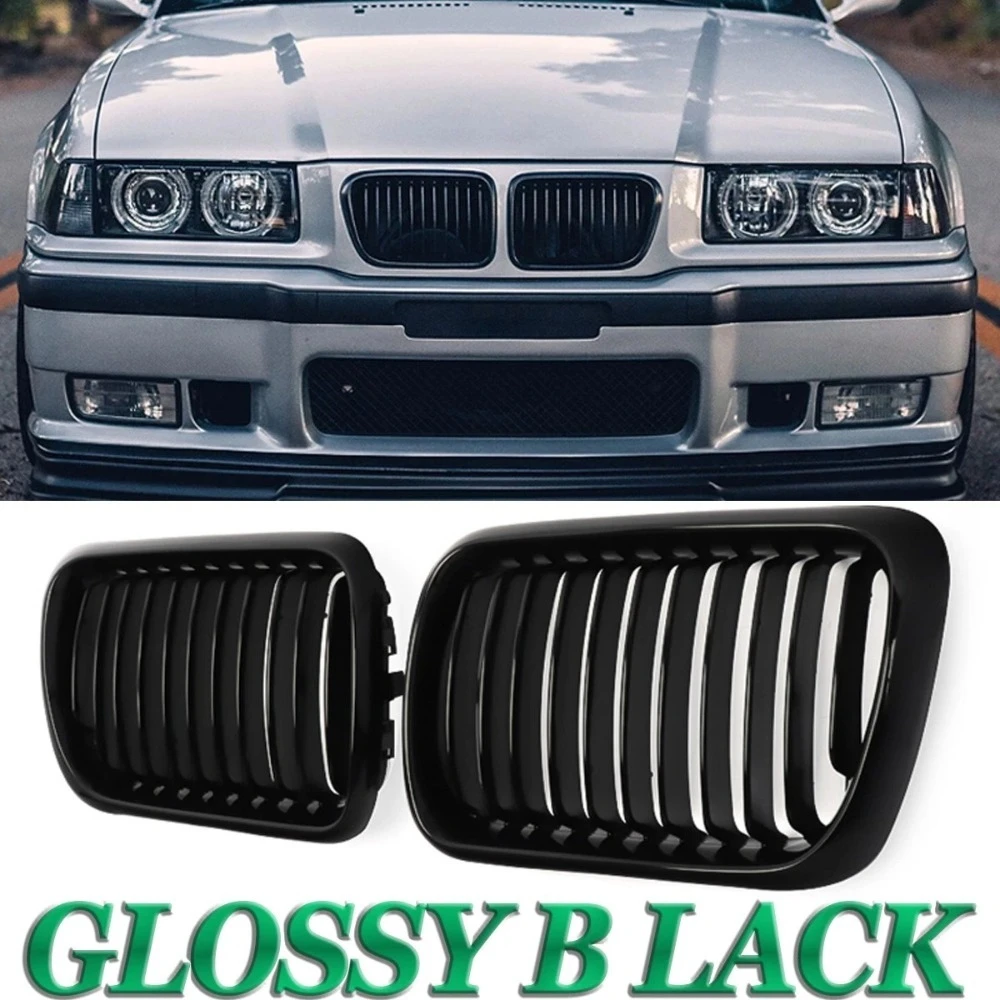 BLACK E36 Grille ABS Car Front Replacement Hood Kidney Grill For BMW 3 Series E36 E36 1997 1998 1999 318i 323i 325i 320i 328i