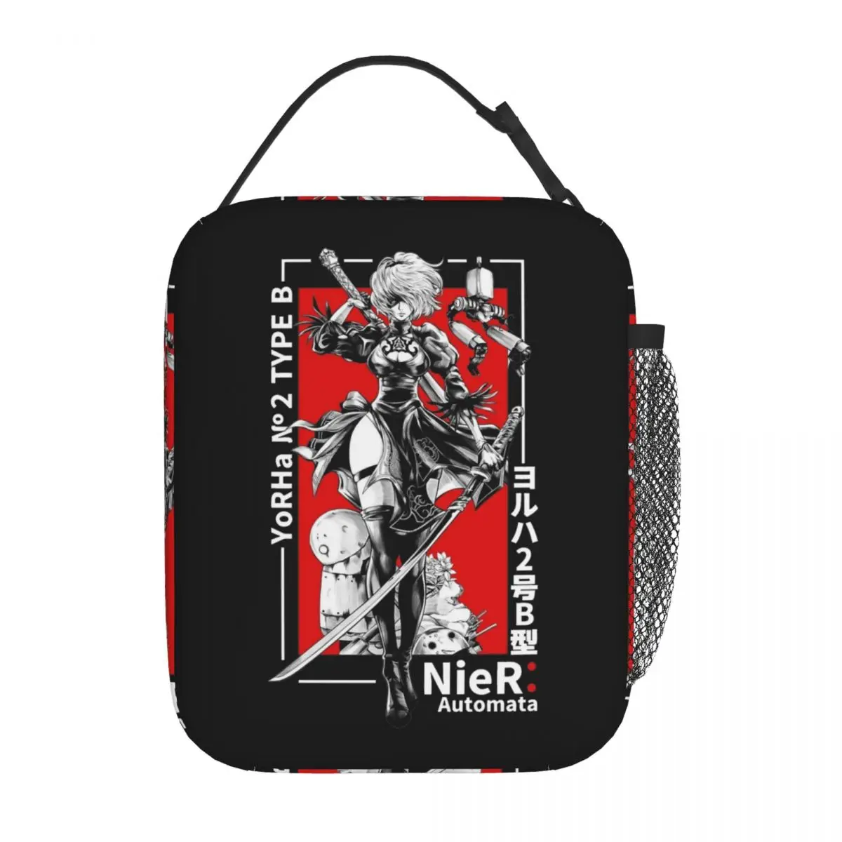 Nier Automata Cosplay Game Lunch Bag Isolado para Homens e Mulheres, Recipiente de Alimento, Portátil, Refrigerador Térmico, Lancheiras para Trabalho