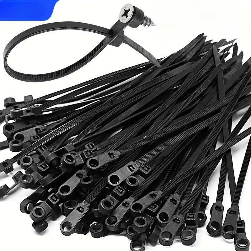 Screw hole zip ties, multi-purpose heavy-duty adjustable self-locking zip ties,   organizer straps DIY fastening rings