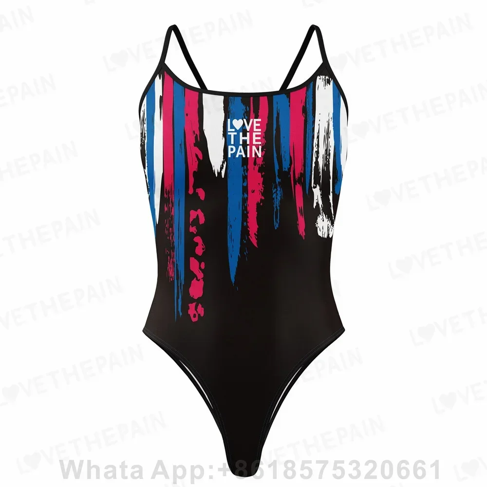 2023 Love The Pain Women Summer Competitive Swimwear Sexy One Piece Professional Training Swimsuit Beach Swimsuit Monokini