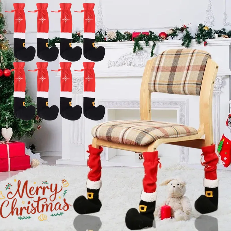 1/4/8//16/32PCS Elastic Chair Socks New Christmas Leg Covers for Banquet Hotel and Dining Holiday Decor
