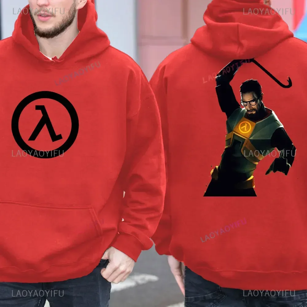 Klassieke 80's 90's Half-Life Games Retro Hoodie Kleding Half-Life Grafische Dubbelzijdige Print Gordon Freeman Heren Herfst Sweatshirt