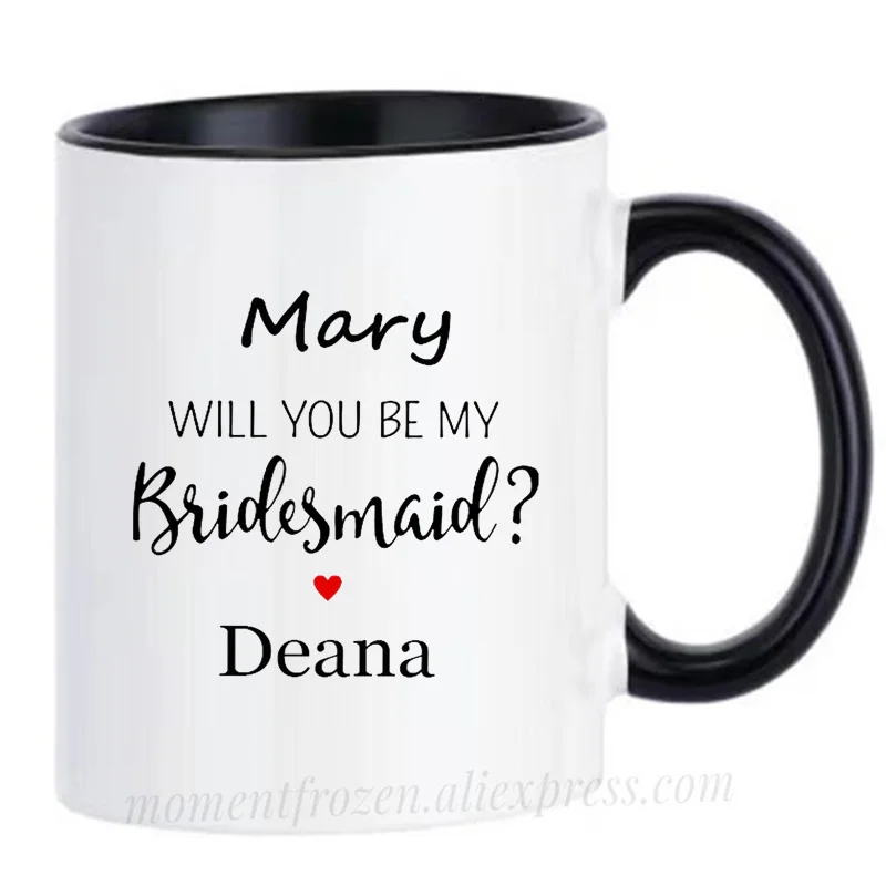 Personalized Name Bridesmaid Mugs Fiancee Cup Bride Bridegroom Proposal Wedding Engagement Gifts Tea Coffee Drinkware Coffeeware