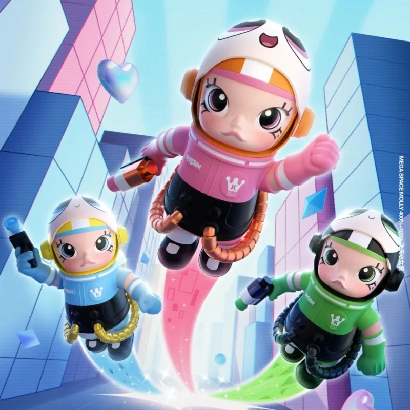 

Popmart Mega Space Molly 400% + 100% серия Powerpuff Girls Buttercup Bubbles and Blossom Kawaii аниме фигурки куклы детский подарок