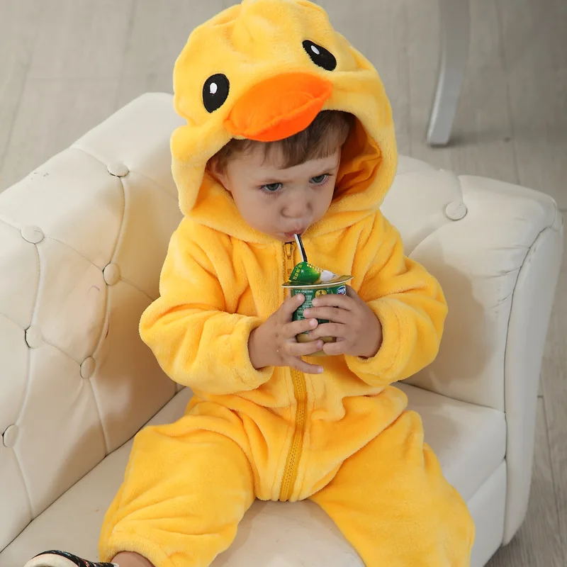 

Cosplay Duck Costume Baby Kigurumis Onesie Boys Girl Romper Clothes Halloween Festival Jumpsuit Newborn Winter Soft Coveralls