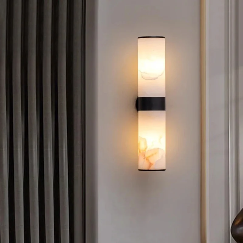 Modern Minimalist Luxury Wall Sconce Imitation Marble Decor LED Lamps for Hotel Guest Room Living Room Bathroom Corridor Bedroom