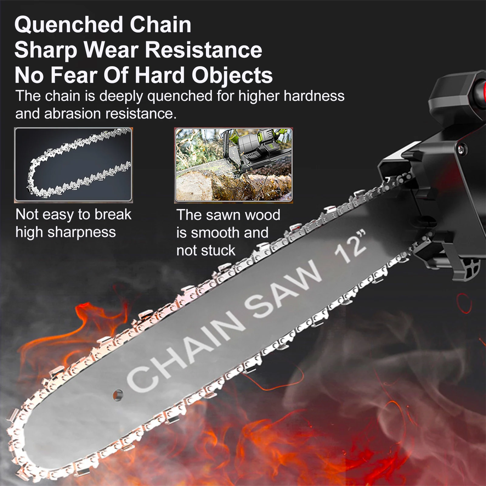 12 inch 21V Lithium Battery Brushless Chain Saw Cordless Electric Chain Saw Portable 22000R/min  Rechargeable Electric Chain Saw