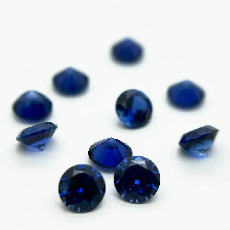 Laborgezüchteter Saphir, runder Schliff, königsblaue Farbe, Edelsteine, Charms, Ring, Halskette, Hauptmaterialien wählbar, Zertifikat – Detail 5