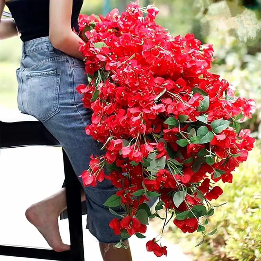 Artificial Flower 1PC Artificial Red Bougainvillea Home Dedcor Wedding Party Decorations