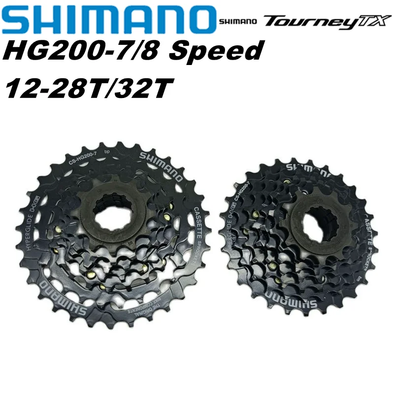 SHIMANO TOURNEY CS HG200 7/8V 7/8-Speed Black MTB Cassette Sprocket 12-28/32T Cassete 7v cubo k7 HG Bicycle Cassette Parts