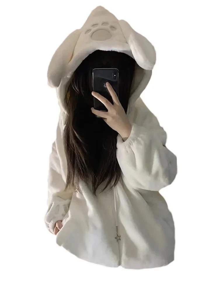 Otoño e Invierno nueva chaqueta bonita de lana de cordero estudiante estilo coreano suelta mujer polar grueso Abrigo acolchado de algodón Mujer