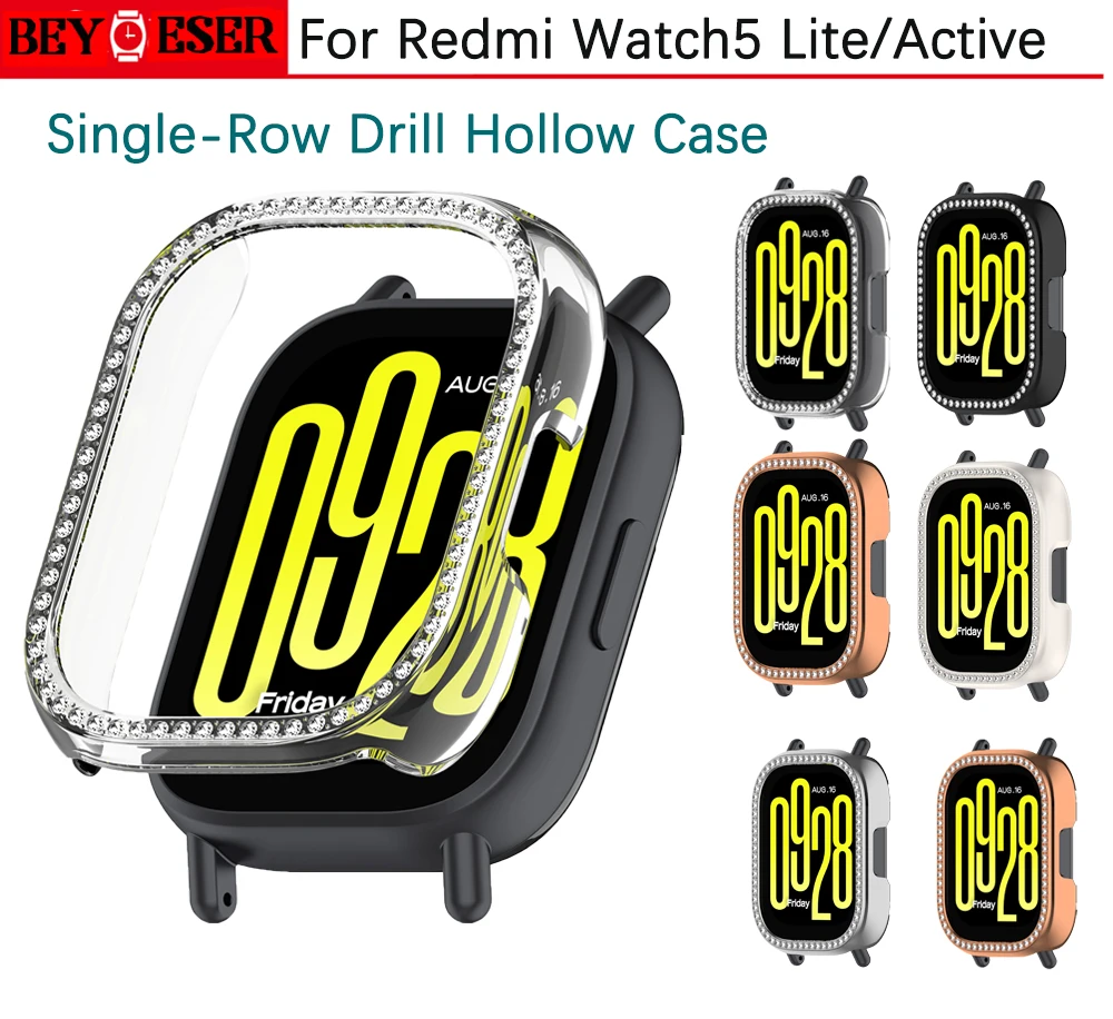 For Redmi Watch5 Lite/Active PC Shell Fashion Diamond-Encrusted Protective case Protective Bumper Cover Casing