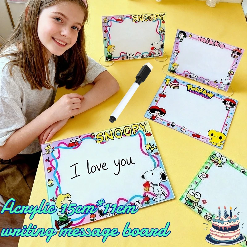 Акриловая доска для сообщений 15 см * 11 см, милый мультяшный дизайн, продукт для семейного ресторана Snoopy, теплое сообщение на день рождения, запись DlY