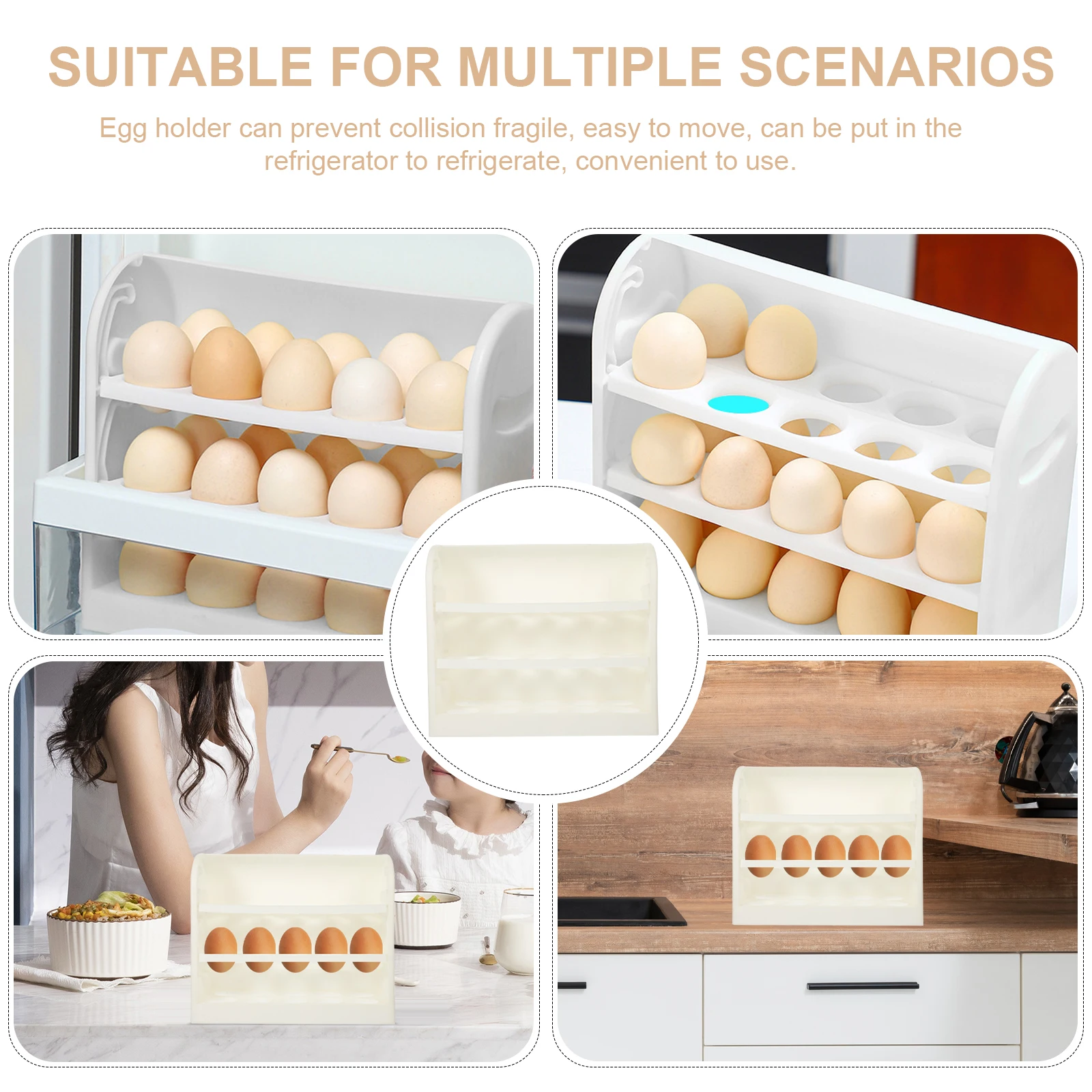 

1pc Egg Holder Large Capacity Premium Material Anti Collision Multi Layer Egg Container Refrigerator Storage Organizer