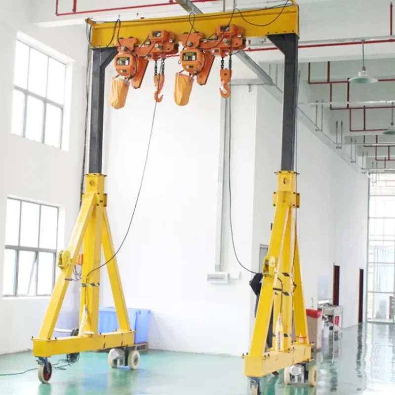 Gantry crane mobile liftable hanger traveling small simple electric gantry 1t lifting 2 tons 3 row crane