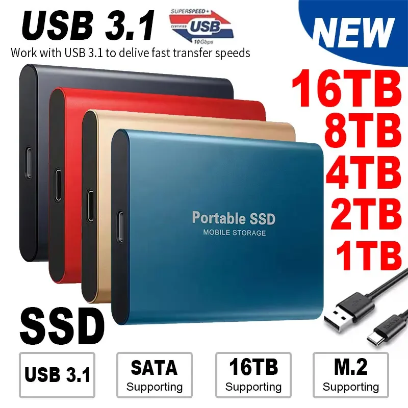 

Original Portable External Hard Drive 1TB 2TB SSD M.2 External Hard Disk Memory Compatible for PC Mac Desktop MacBook 2024 New