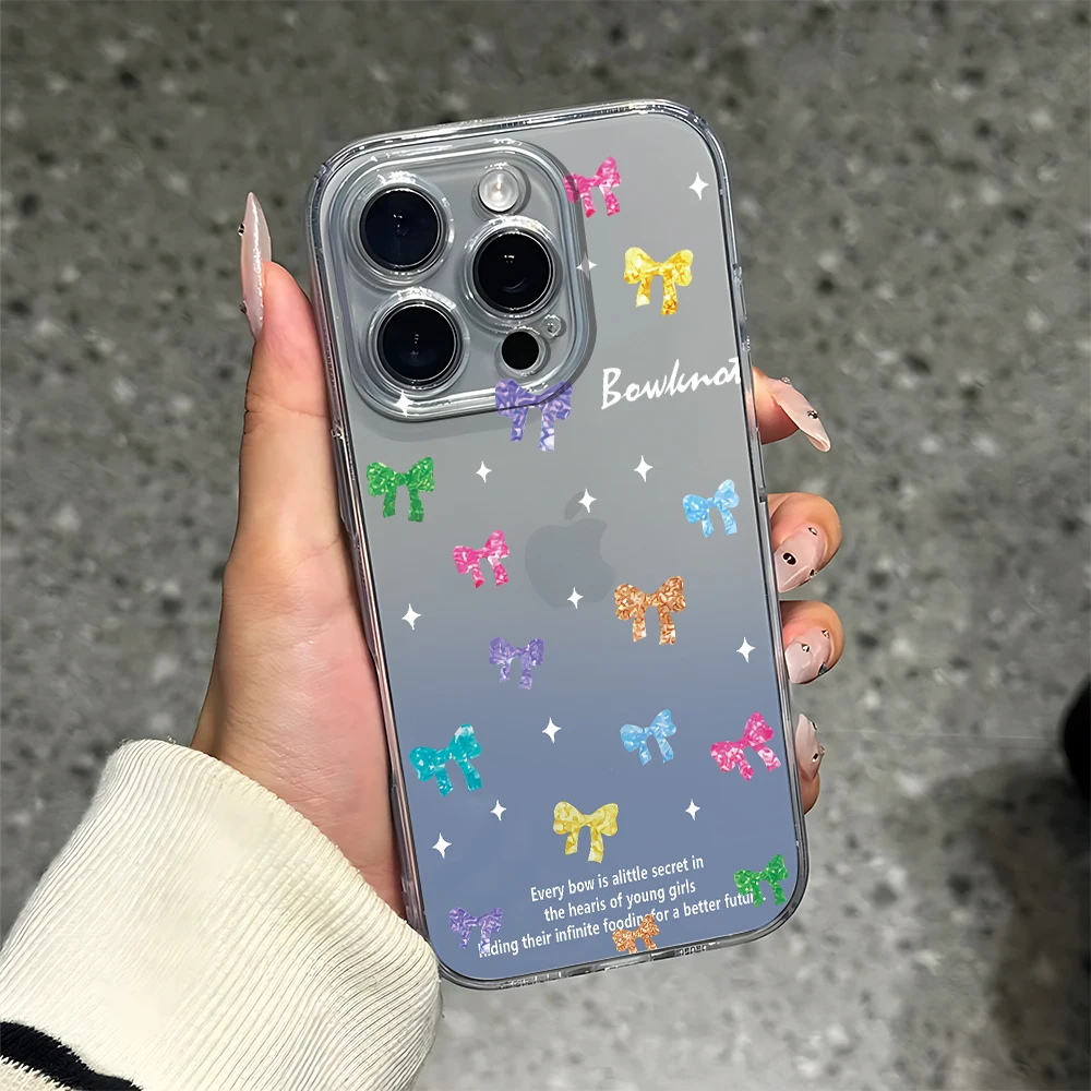 

Gradual Girl Heart Bow Silicone Phone Case for IPhone 17 16 15 14 13 12 11 Pro Xs Max Air Mini 7 8 6 6s Plus SE 2020 2022 Cover