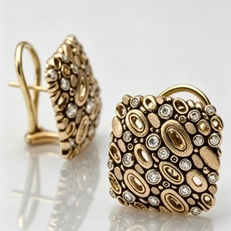 Luxuriöse Elegante Synthetische Zirkonia Funkelnde Goldene Ohrstecker für Damen Vintage Eleganz Bankett Charm Schmuck Accessoires – Detail 1