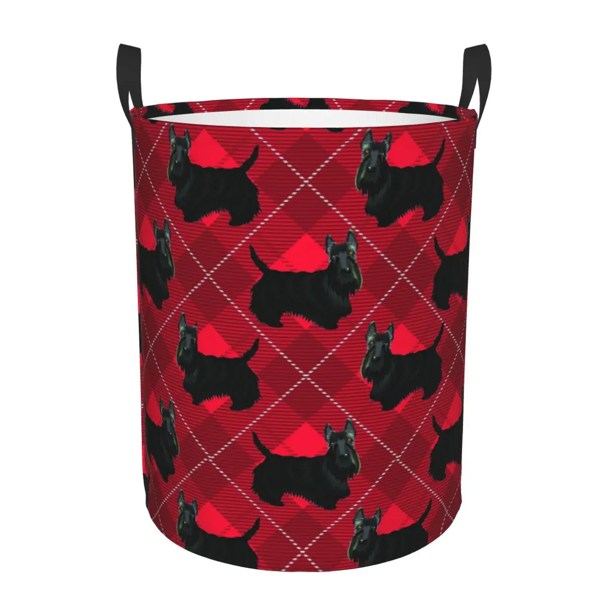 Luxury Scottish Terrier Plaid Tartan Laundry Basket Collapsible Scottie Dog Clothes Hamper for Baby Kids Toys Storage Bag