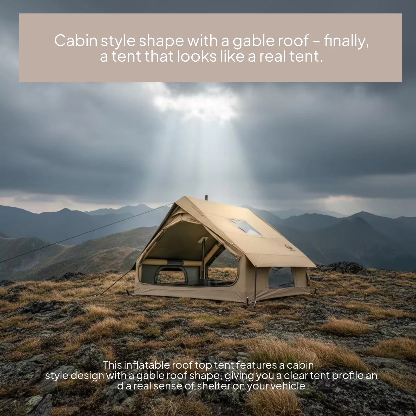 Inflatable Roof Tent Waterproof Cabin-Style Roof Tent Outdoor Shelter Sun-Blocking Easy Setup for Multi-Person Use