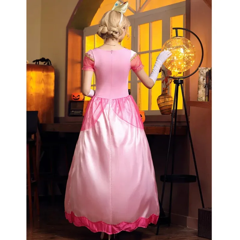 مجموعة فستان طويل أنيق للسيدات البالغات بأكمام منتفخة وردية اللون لحفلات الهالوين وحفلات الكرنفال وأداء المسرح زي الأميرة التأثيري #3