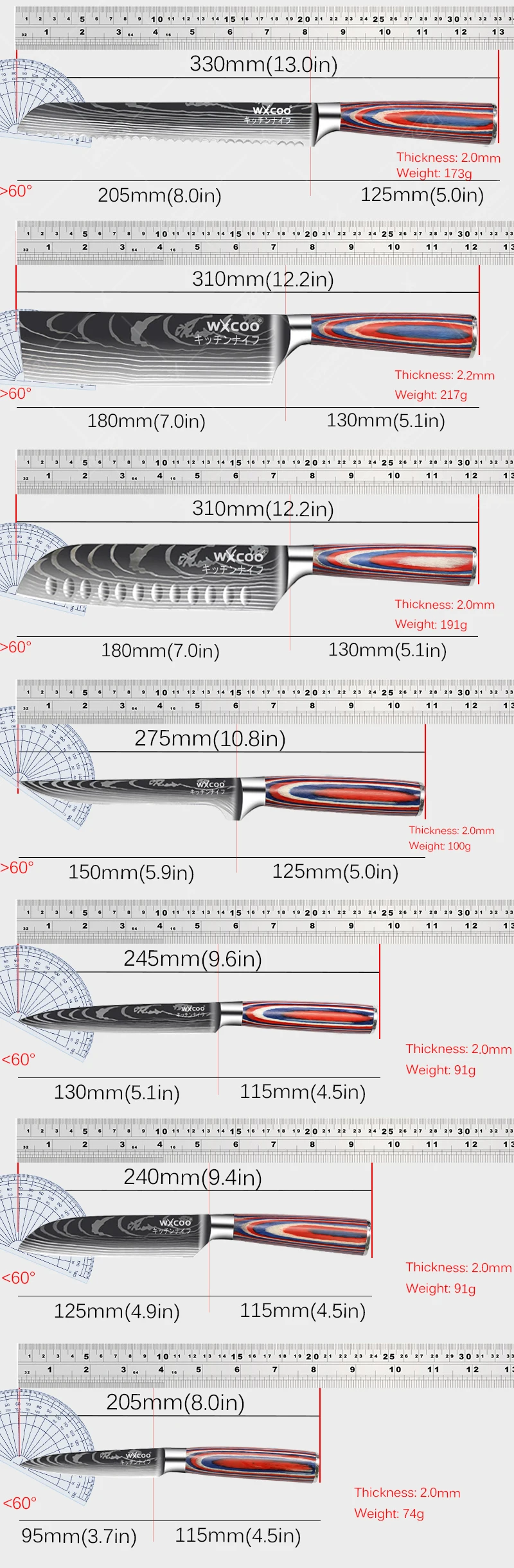 Professional Kitchen Chef's Knife Damascus Japanese Santoku Slicing Knife Meat Cleaver Stainless Steel Butcher Knife with Box image 6