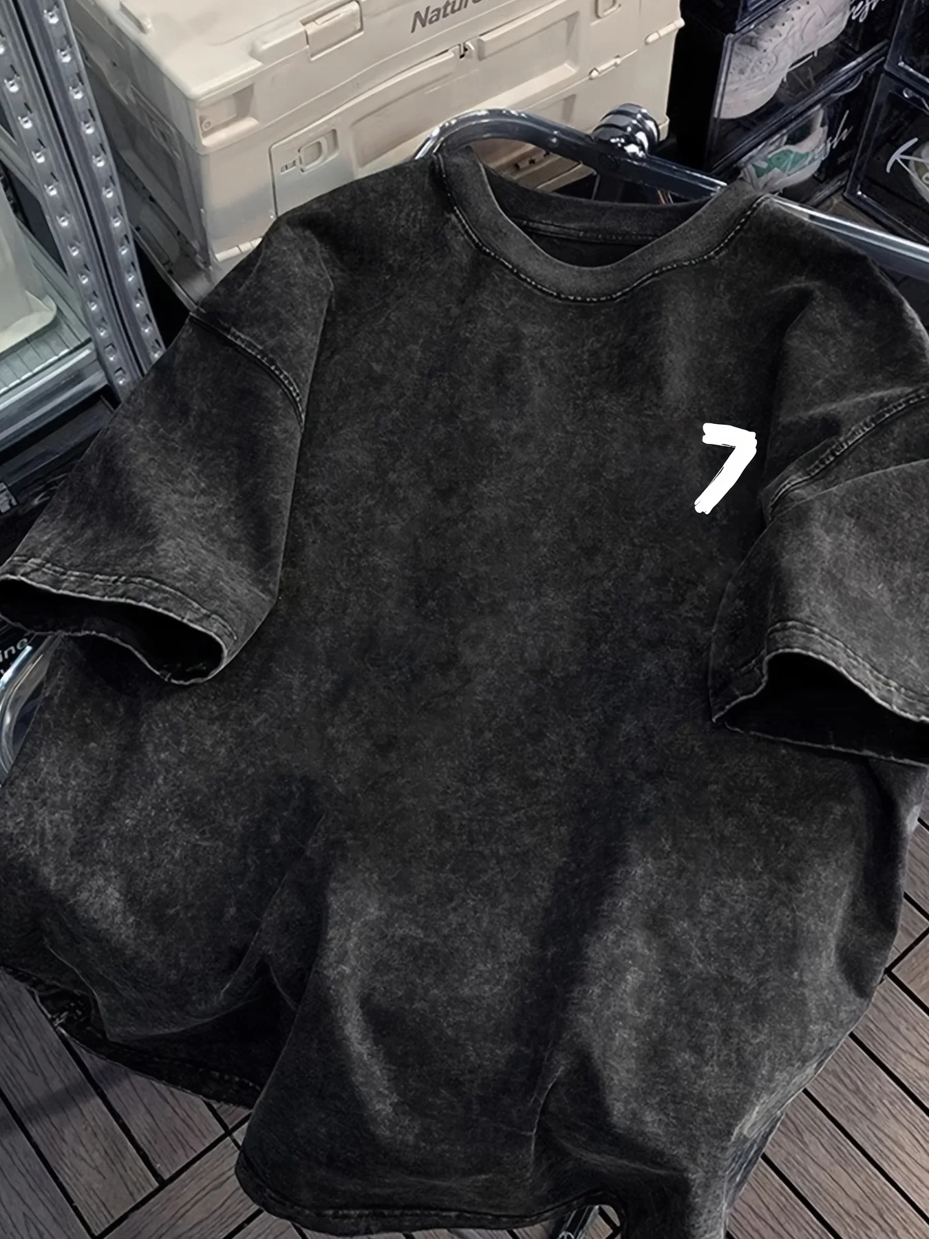 Summer Men's Round-neck T-shirt 100% Cotton Washed Black Simple Print Pattern Retro Casual Multi-purpose Fit Outdoor Breathable