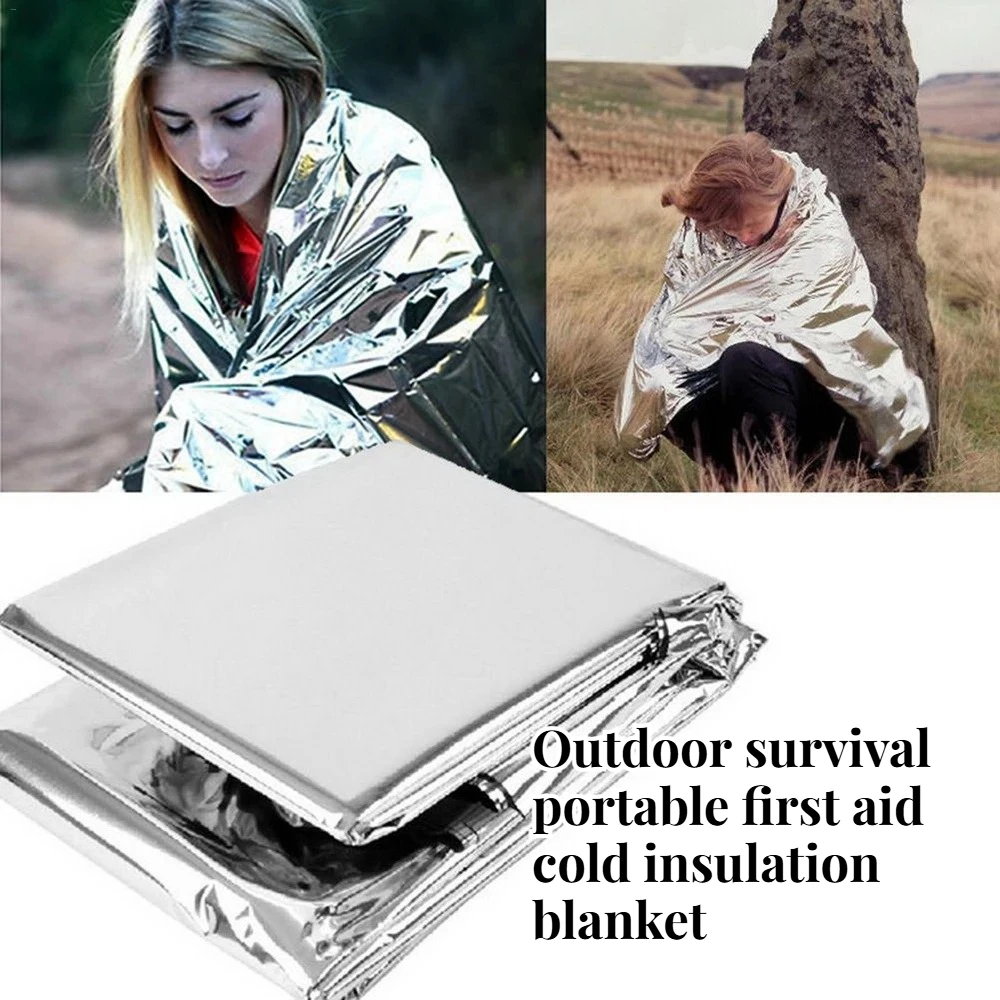 

Outdoor Portable First Aid Blanket Camping Hiking Cold Protection Sun Protection Insulation Reflective Life-saving Equipment