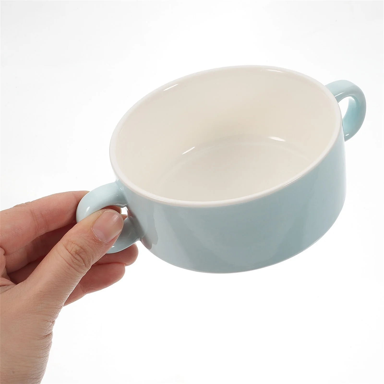 

1Pcs Ceramic Soup Bowl Double Handle Pudding Dessert Multipurpose Exquisite Design Safe Easy to Clean Ceramic Bowls