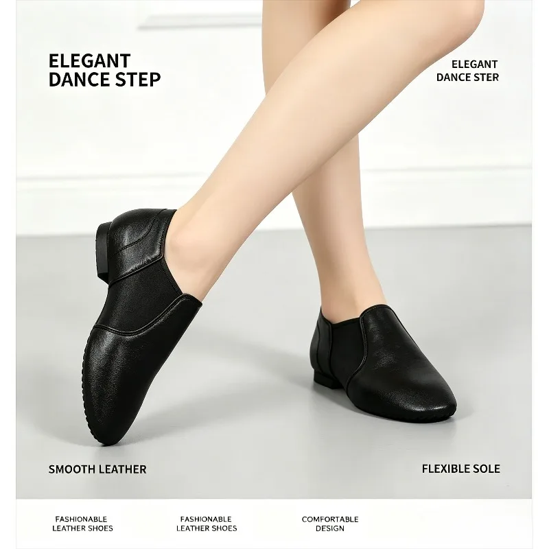Genuine Leather Dance Shoes Women Soft Sole Cowhide Indoor Belly Dance Kids Jazz Cheerleading Classical Dance Practice Sneakers
