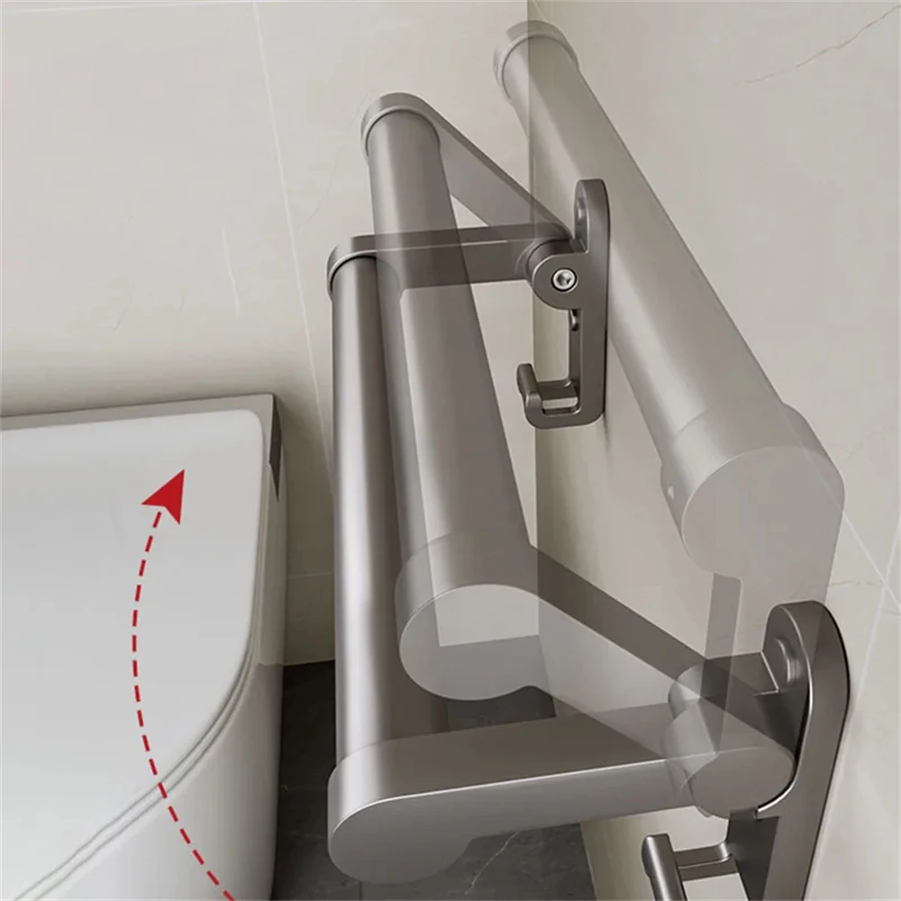 Folding Bathroom Toilet Elderly Safety Toilet Handrail Railing Pregnant Women Toilet Non-Slip Handle 30-50CM Punch-Free Armrest