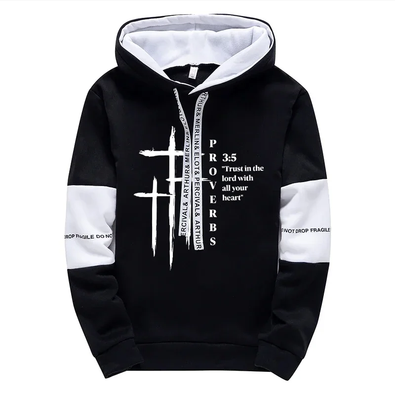 2026 New Arrival Men's Tracksuit Hoodie and Sweatpants 2pcs Set Autumn Daily Casual Sports Hooded Sportswear Cross Print Outfits view 5