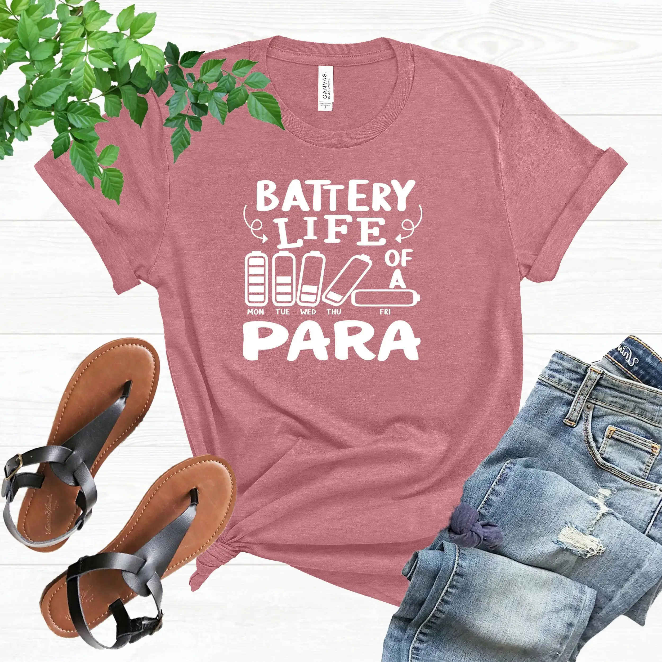 Battery Life Of A Paraprofessional T Shirt Funny Para Teacher Autism