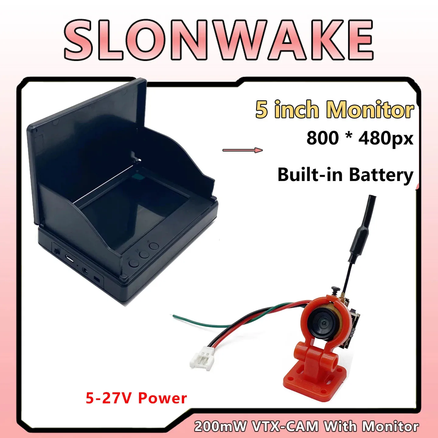 SLONWAKE FPV AIO Camera 5.8G FOV120° 1200TVL Video Transmitter 48CH VTX With 5 inch Monitor support OSD for RC part